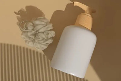 A white bottle of body wash.