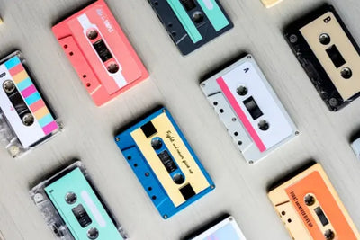 vintage cassettes lined up.
