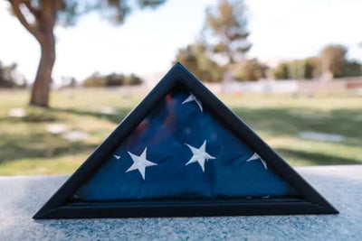 An American burial flag display case. 