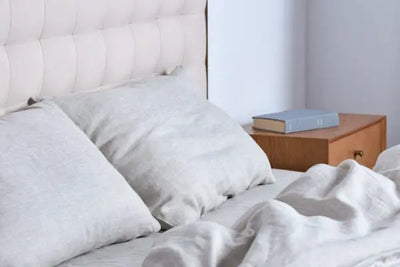 Grey pillowcases made in America with 100% organic cotton.