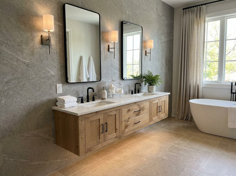 Custom Floating Double Sink Bathroom Vanity – Shaker Style – Limitless Woodworking | Made in USA | Model #1124 Limitless Woodworking  item