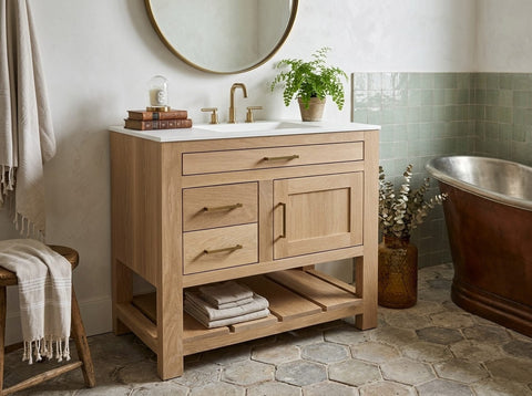 Custom Single Sink Bathroom Vanity – Handcrafted White Pine Wood Cabinet | Made in USA | Model #1044 Limitless Woodworking  item