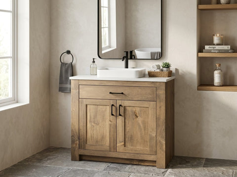 Custom Single Sink Bathroom Vanity – Northeastern White Pine Wood Cabinet | Made in USA | MODEL 1100 Limitless Woodworking  item