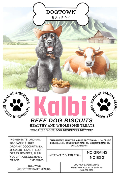 Kalbi Organic Beef Dog Biscuits – Grain Free Gluten Free Treats | Made in USA Dogtown Bakery 