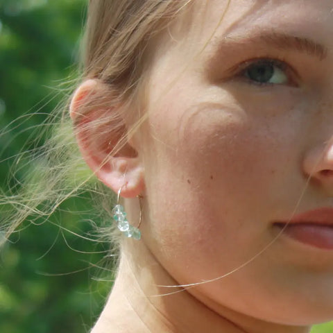 1 Inch Stainless Steel Hoop Earrings With Multicolor Chip Gemstones – Handcrafted Jewelry | Made in USA Michelle Marie Boutique  Earrings