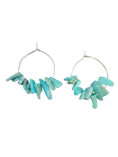 1 Inch Stainless Steel Hoop Earrings With Multicolor Chip Gemstones – Handcrafted Jewelry | Made in USA Michelle Marie Boutique  Earrings