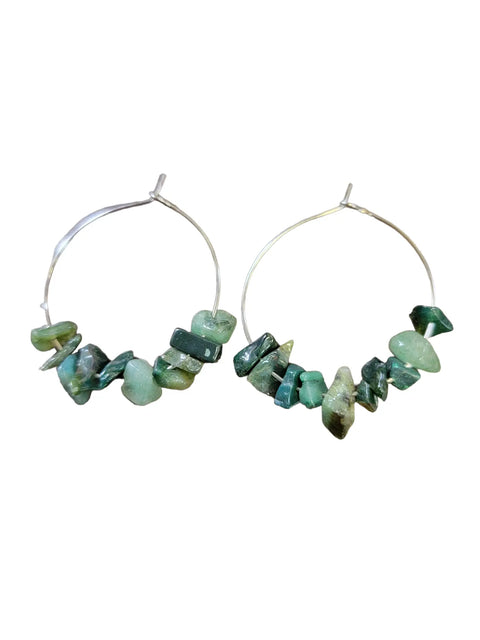 1 Inch Stainless Steel Hoop Earrings With Multicolor Chip Gemstones – Handcrafted Jewelry | Made in USA Michelle Marie Boutique  Earrings