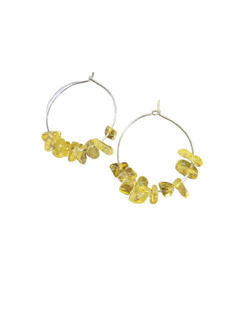 1 Inch Stainless Steel Hoop Earrings With Multicolor Chip Gemstones – Handcrafted Jewelry | Made in USA Michelle Marie Boutique  Earrings