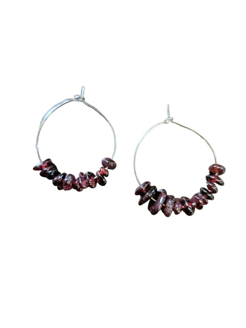 1 Inch Stainless Steel Hoop Earrings With Multicolor Chip Gemstones – Handcrafted Jewelry | Made in USA Michelle Marie Boutique  Earrings