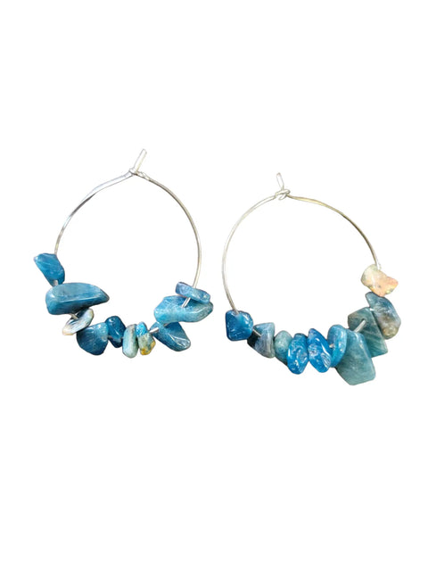 1 Inch Stainless Steel Hoop Earrings With Multicolor Chip Gemstones – Handcrafted Jewelry | Made in USA Michelle Marie Boutique  Earrings