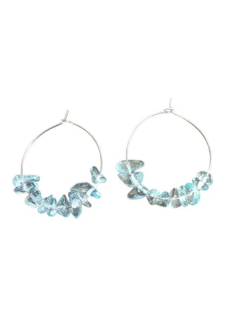 1 Inch Stainless Steel Hoop Earrings With Multicolor Chip Gemstones – Handcrafted Jewelry | Made in USA Michelle Marie Boutique  Earrings