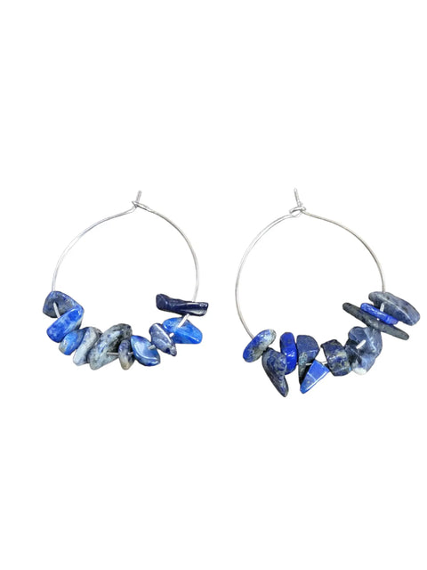 1 Inch Stainless Steel Hoop Earrings With Multicolor Chip Gemstones – Handcrafted Jewelry | Made in USA Michelle Marie Boutique  Earrings
