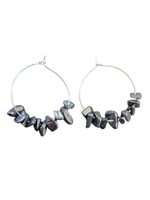 1 Inch Stainless Steel Hoop Earrings With Multicolor Chip Gemstones – Handcrafted Jewelry | Made in USA Michelle Marie Boutique  Earrings