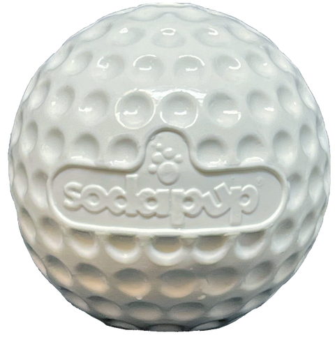 Golf Ball Shaped Dog Treat Dispenser Toy – Durable Rubber Enrichment | Made in USA SodaPup  Rubber Dog Toys