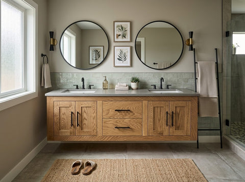 Custom Floating Double Sink Bathroom Vanity – Shaker Style – Limitless Woodworking | Made in USA | Model #1124 Limitless Woodworking  item