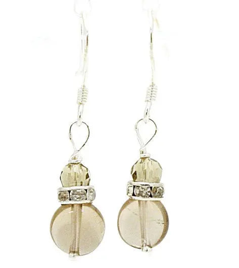 1.5 Inch Gray Smoky Quartz Drop Earrings – Sterling Silver Wire | Elegant Handmade Jewelry Made in USA Michelle Marie Boutique  Earrings