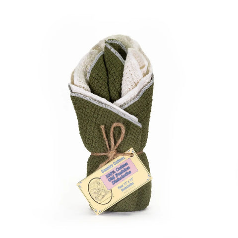 100% Cotton Dishcloths 11" X 11" Carolina Cotton  Dishcloths 13.00 11"x11" Cotton Dishcloths - 2 Sage & 2 Natural Dis