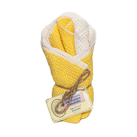 100% Cotton Dishcloths 11" X 11" Carolina Cotton  Dishcloths 13.00 11"x11" Cotton Dishcloths - 2 Goldenrod & 2 Natura