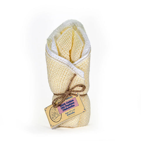 100% Cotton Dishcloths 11" X 11" Carolina Cotton  Dishcloths 13.00 11"x11" Cotton Dishcloths - 2 Yellow & 2 White Dis