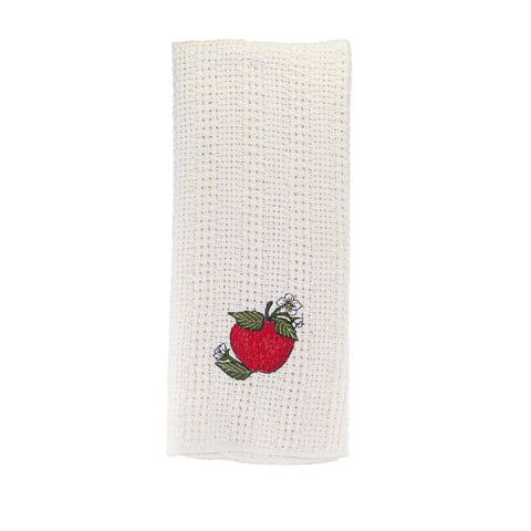 100% Cotton Novelty Embroidered Kitchen Towels  24" X 15" Carolina Cotton  Dish Towels 13.00 Red Apple