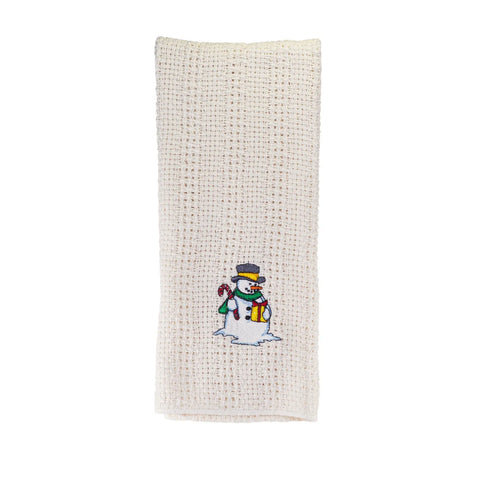 100% Cotton Novelty Embroidered Kitchen Towels  24" X 15" Carolina Cotton  Dish Towels 13.00 Snowman