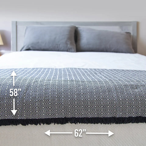 100% Cotton Patterned (Large) Throw Blankets - 58" X 62" Carolina Cotton  Throw Blankets Patterned