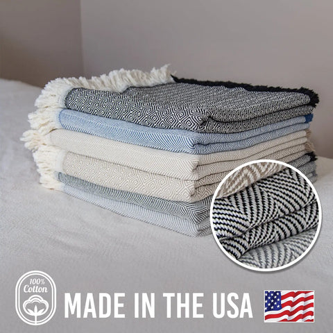 100% Cotton Patterned (Large) Throw Blankets - 58" X 62" Carolina Cotton  Throw Blankets Patterned