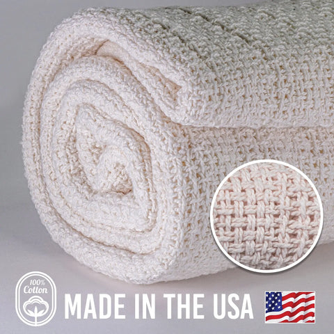 100% Cotton Utility Blanket – Lightweight 60x48 Inch Soft Throw | Made in USA Carolina Cottons  Utility Blankets
