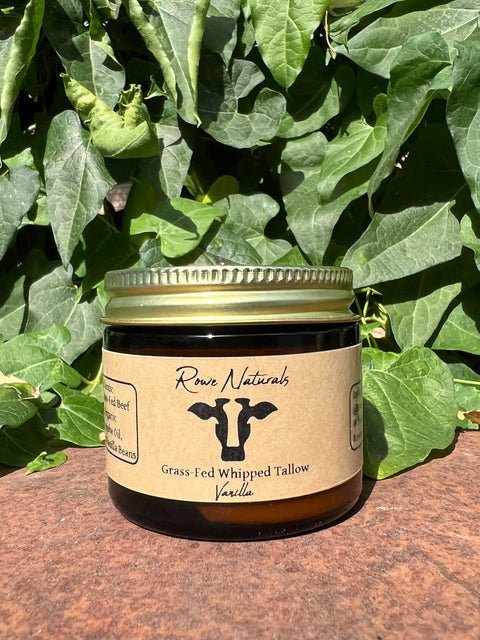100% Grass-Fed Vanilla Whipped Tallow – Organic Jojoba Skin Moisturizer – Rowe Naturals | Made in USA Rowe Naturals  Vanilla infused Whipped Tallow