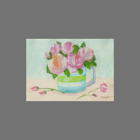 Pack of 8 Floral Greeting Cards – Flowers in Striped Mug Design | Made in USA JuLu Cards  Blank Cards