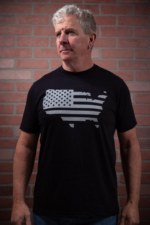 Men’s Patriotic Cotton T-Shirt – Vintage USA Flag Design | Made in USA Proudly USA  T-shirt
