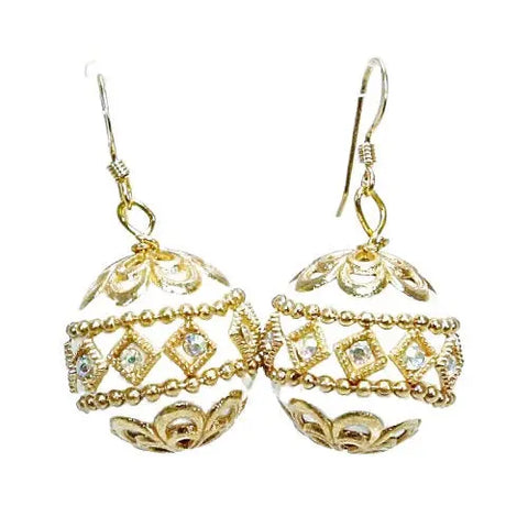 10k Gold Plated Drop Earrings – Elegant Round Bridal Jewelry | Handmade in USA by Michelle Marie Michelle Marie Boutique  Earrings
