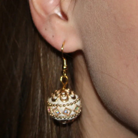 10k Gold Plated Drop Earrings – Elegant Round Bridal Jewelry | Handmade in USA by Michelle Marie Michelle Marie Boutique  Earrings