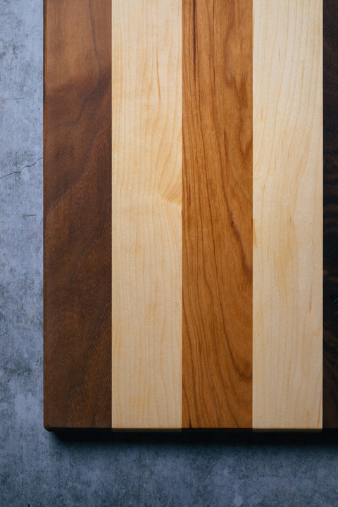 Handcrafted Edge Grain Wood Cutting Board 10x16 Inch – Walnut Maple Cherry | Made in USA Montana Block  New Pattern