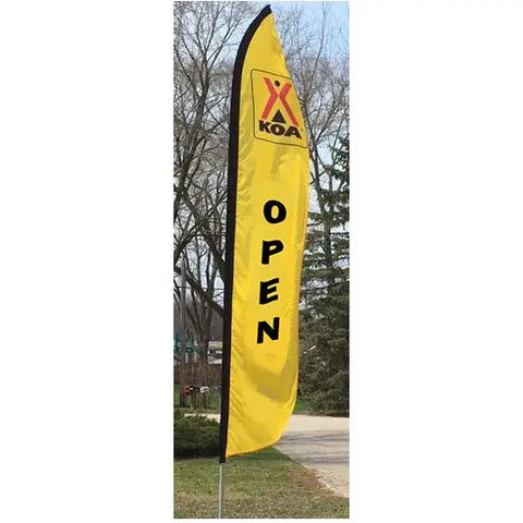 11 Foot KOA Brand Outdoor Breeze Blade Flag – Heavy Duty Open Sign | Made in USA Freedom Flag and Pole 