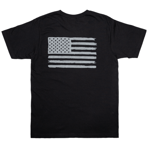 Men's Black Cotton T-Shirt – Distressed American Flag Design | Made in USA Proudly USA  T-shirt