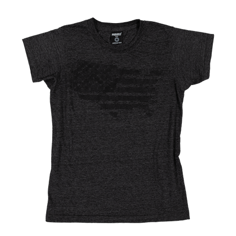 Women's Heather Charcoal TriBlend T-Shirt – American Flag USA Map Graphic | Made in USA Proudly USA  T-shirt