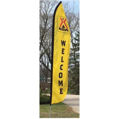 11ft KOA Outdoor Welcome Breeze Blade Flag – Heavy Duty Nylon, UV-Resistant Print | Made in USA Freedom Flag and Pole 