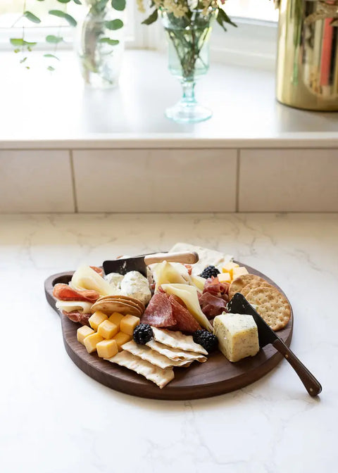 12 Inch Round Hardwood Cheese Board – Food Grade Finish Cutting Tray | Made in USA Amish Craftsmanship Millstream Home  Kitchen + Dining