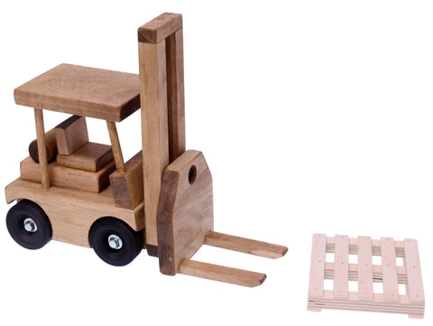 12 Inch Wooden Toy Forklift With Pallet – Child-Safe Finish – Amish Crafted | Made in USA Amish Toy Box  Wooden Toys,Trains, Trucks and Things