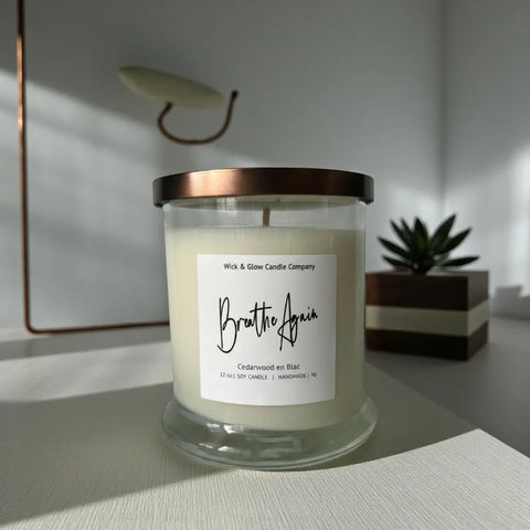 12 oz Cedarwood Soy Candle – Fresh Luxury Home Fragrance – Wick and Glow | Made in USA Wick and Glow Candle Company™  Candles