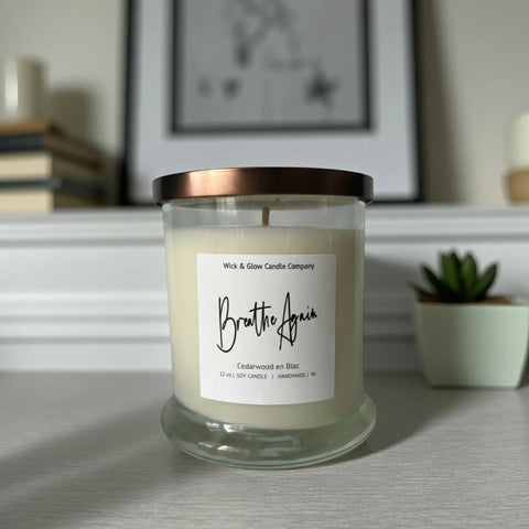 12 oz Cedarwood Soy Candle – Fresh Luxury Home Fragrance – Wick and Glow | Made in USA Wick and Glow Candle Company™  Candles