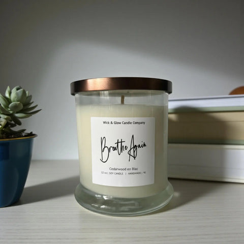 12 oz Cedarwood Soy Candle – Fresh Luxury Home Fragrance – Wick and Glow | Made in USA Wick and Glow Candle Company™  Candles