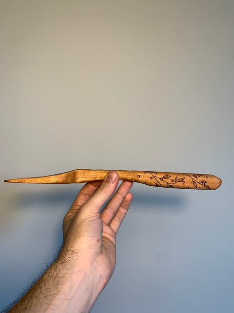 Handcrafted Floral Engraved Wooden Spatula | Made in USA Shop Cat Woodworks  item