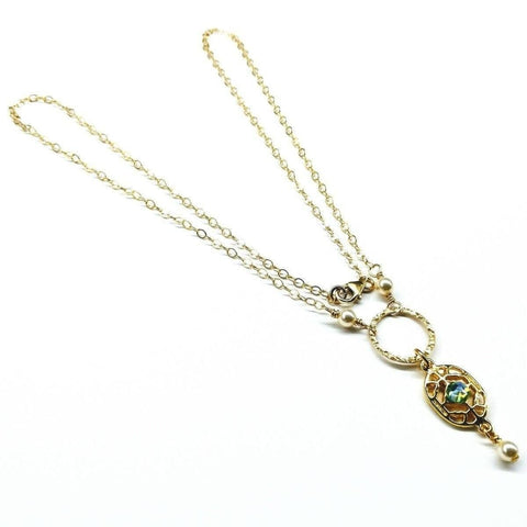 14 K Gold-Filled Hammered Open Circle Filigree Necklace