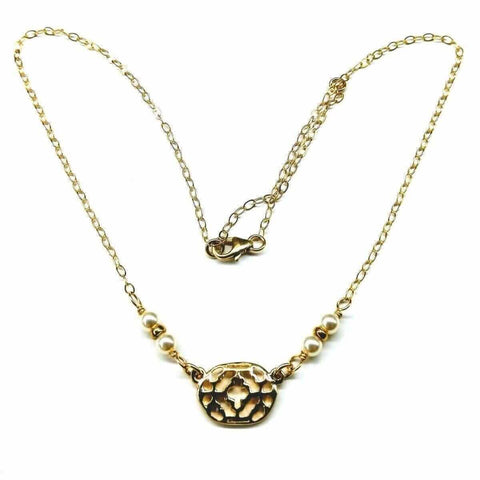 14 Inch 14K Gold Filled Pearl Filigree Choker Necklace – Handmade in Montana Alexa Martha Designs  Necklaces