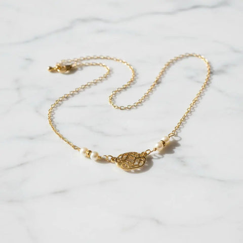14 Inch 14K Gold Filled Pearl Filigree Choker Necklace – Handmade in Montana Alexa Martha Designs  Necklaces