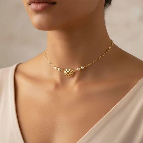 14 Inch 14K Gold Filled Pearl Filigree Choker Necklace – Handmade in Montana Alexa Martha Designs  Necklaces