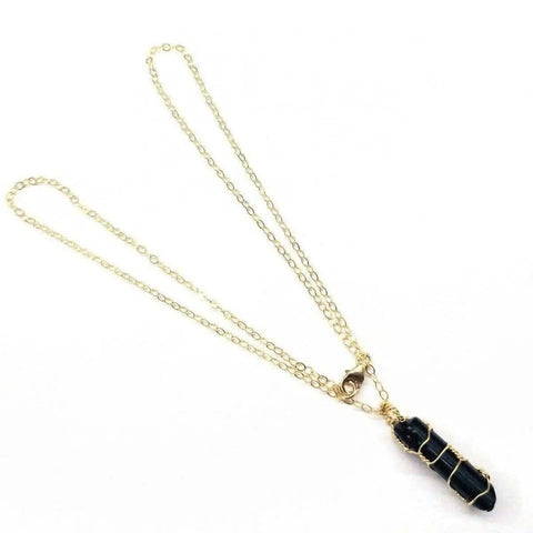 14 K Gold Filled Wire Wrapped Raw Black Tourmaline Necklace Alexa Martha Designs  Necklace