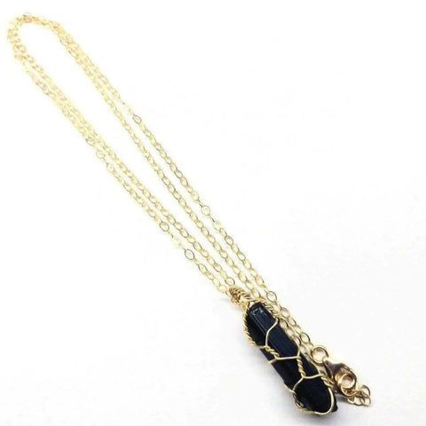 14 K Gold Filled Wire Wrapped Raw Black Tourmaline Necklace Alexa Martha Designs  Necklace